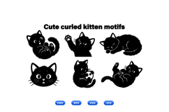 Hand Drawn Curled Kitten SVG For Crafts Product Image 1