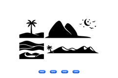 Hand Drawn Desert And Island Silhouette Product Image 1