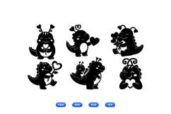 Hand Drawn Valentine Dinosaur Clipart Product Image 1