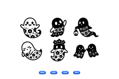 Cute Floral Ghost SVG For Halloween Crafts Product Image 1