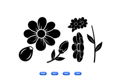 Black Floral SVG Clipart For Crafts Product Image 1
