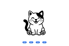 Cute Sitting Cat Clipart For Crafts And Prints Product Image 1