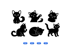 Hand Drawn Cat Silhouettes For Crafts Product Image 1