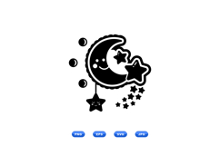 Hand Drawn Moon And Stars SVG For Nursery Product Image 1