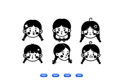 Hand Drawn Girl Face Vector For Crafts Product Image 1