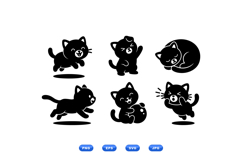 Kawaii Black Cat Vector For Crafts Product Image 1