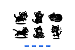 Cute Kawaii Cat Silhouette For Crafts Product Image 1