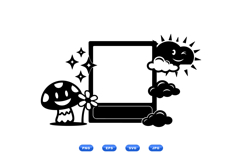 Hand Drawn Kawaii Mushroom Frame Clipart For Crafts Product Image 1