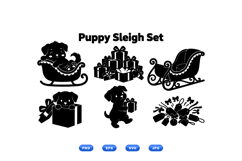 Puppy Sleigh Holiday Clipart For Crafts Product Image 1