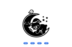 Hand Drawn Baby Moon And Bear Clipart Product Image 1