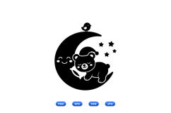 Hand Drawn Sleeping Bear Moon SVG Product Image 1