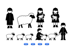 Hand Drawn Sheep And Children Farm SVG For Crafts Product Image 1
