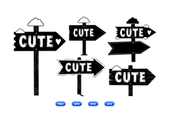 Hand Drawn Cute Signpost Arrow Clipart Product Image 1