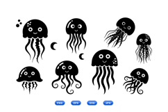 Hand Drawn Jellyfish Clipart For Kids Party Prints Product Image 1