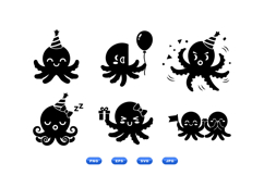Hand Drawn Octopus Party Clipart For Crafts Product Image 1