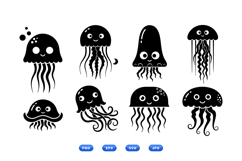 Cute Jellyfish SVG Clipart For Crafts Product Image 1