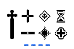 Hand Drawn Pixel Tribal Clipart For Crafts And SVG Product Image 1