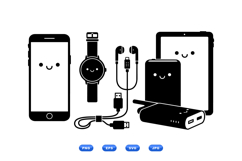 Hand Drawn Kawaii Tech Icons For Crafts Product Image 1