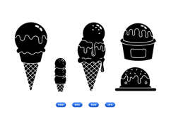 Hand Drawn Ice Cream Clipart Kit For Crafts Product Image 1