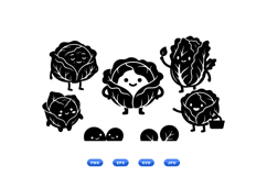 Hand Drawn Cabbage Characters For Crafts Product Image 1