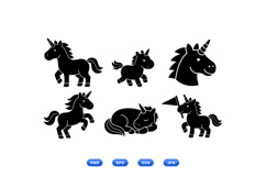 Hand Drawn Unicorn Silhouettes For Crafts Product Image 1
