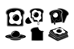 Hand Drawn Egg On Toast Vector Product Image 1
