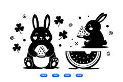 Hand Drawn Bunny Watermelon Clipart For Crafts Product Image 2