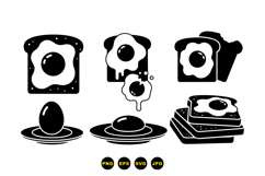 Hand Drawn Breakfast Egg Toast Icons For Crafts Product Image 3