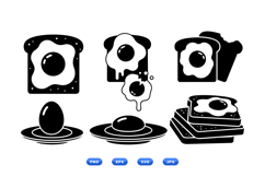 Hand Drawn Breakfast Egg Toast Icons For Crafts Product Image 2
