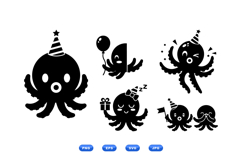 Hand Drawn Octopus Party Clipart For Birthday Product Image 2