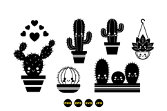 Cute Kawaii Cactus SVG Clipart For Crafts Product Image 3