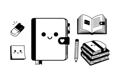 Kawaii School Stationery Clipart For Crafts Product Image 1