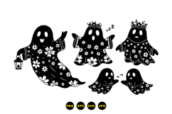 Floral Halloween Ghost SVG For Crafts Product Image 3