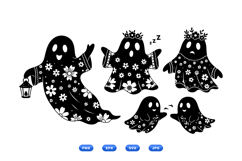 Floral Halloween Ghost SVG For Crafts Product Image 1