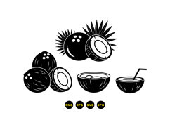 Hand Drawn Tropical Coconut Clipart For Crafts Product Image 3