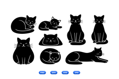 Cute Cat Silhouette Clipart For Crafts Product Image 1