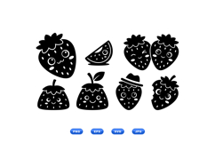 Hand Drawn Kawaii Strawberry SVG For Crafts Product Image 1