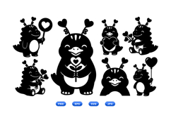Cute Valentine Dinosaur Clipart For Crafts Product Image 1