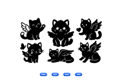 Hand Drawn Winged Cat SVG For Crafts Product Image 1
