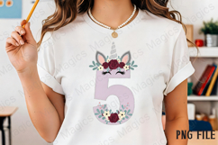 5th Birthday Girl Unicorn Number Clipart Product Image 2