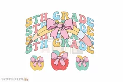 5th Grade Teacher SVG T-shirt, Teacher Coquette Pencil Bow Product Image 1
