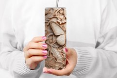 Wood carved Flowers Butterflies 20oz Tumbler Sublimation PNG Product Image 2