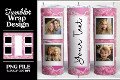 Pink Glitter Photo Sublimation Tumbler Skinny Template 20 oz Product Image 1