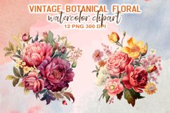 Vintage Botanical Floral Watercolor Clipart Product Image 6