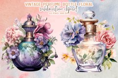 Vintage Perfume Bottles Floral Sublimation Clipart Product Image 6