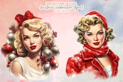 Vintage Pin-Up Christmas Girl Sublimation Clipart Product Image 6