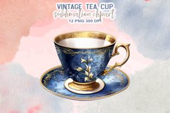 Vintage Tea Cup Sublimation Clipart Product Image 6