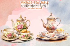 Vintage Tea Table Sublimation Clipart Product Image 6