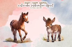 Watercolor Baby Farm Animals Sublimation Clipart Product Image 6