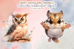 Watercolor Baby Woodland Animals Sublimation Clipart Product Image 7